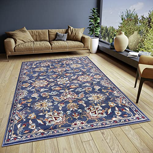 Hanse Home Caracci Teppich Orientalisch – Orient Läufer klassisch dicht gewebt mit Ornamenten und Blumenmotiven Weicher Kurzflor für Schlafzimmer, Esszimmer, Wohnzimmer, Flur, Küche – Blau, 57x90cm