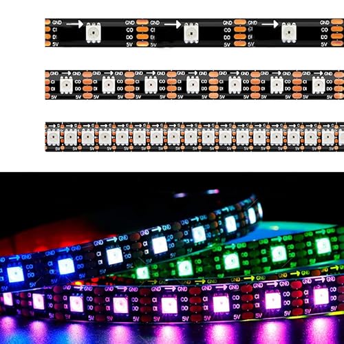 TOPXCDZ DC5V APA102 SK9822 DATEN und UHR separat Smart led pixel streifen; 1m/5m;30/60/144 leds/pixel/m;IP30/IP65/IP67 (White PCB IP67, 5 M 60 Led/M)