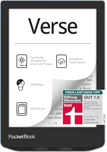 PocketBook e-Book Reader 'Verse' (deutsche Version) 8 GB Speicher (erweiterbar) 15,2 cm (6 Zoll) E-Ink Carta Display - Bright Blue