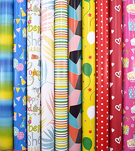 10 Rollen Geschenkpapier, Geburtstag, Feier Neutral 2m x0,7m