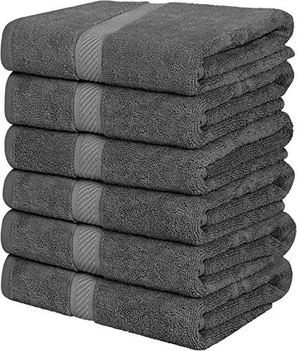 Utopia Towels - 6er-Pack mittelgroße Badetücher aus 100% Baumwolle mit Aufhängeschlaufen, 60x120 cm Duschtücher, weiche und saugfähige Handtücher (Grau)