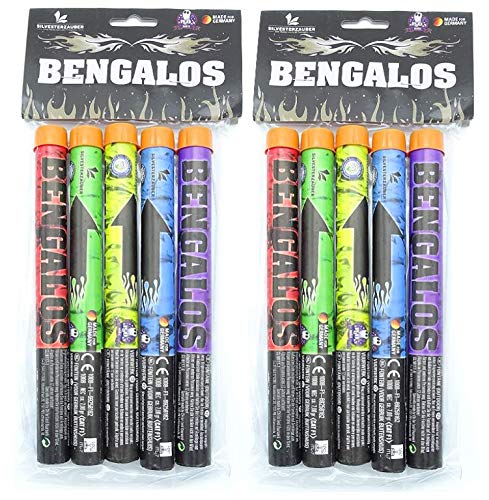 Lesli 10 Bangalos Handfackel Ganzjahres - Feuerwerk Kat F 1 Bengalfeuer Lanzen