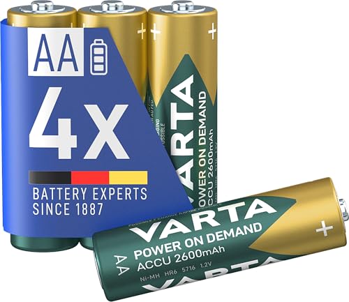 VARTA 731 505 Rechargeable Ready2Use Accu Ready2Use vorgeladen AA Mignon Ni-Mh Akku (4er Pack, 2600 mAh), wiederaufladbar ohne Memory-Effekt - sofort einsatzbereit