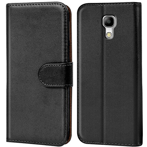 Verco Handyhülle für Galaxy S4 Mini Hülle, Klapphülle für Samsung Galaxy S4 Mini Tasche PU Leder Flip Case Brieftasche - Schwarz