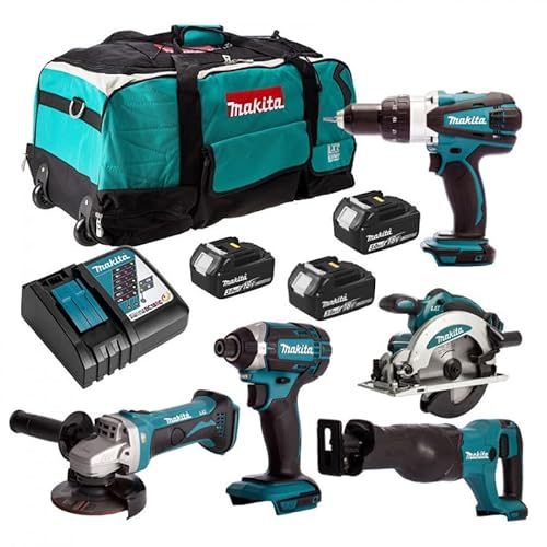 Makita DLX6046 Werkzeug-Kombination, 18 V, LXT (3 x 3,0 Ah) in Transporttasche LXT600, 5 Stück