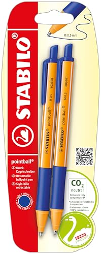 STABILO - Druck-Kugelschreiber - pointball - 2er Pack - blau
