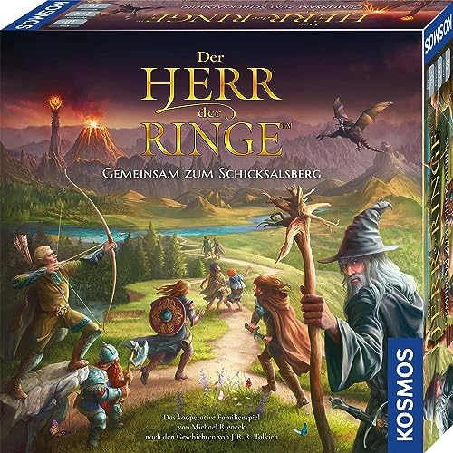 KOSMOS 682804 Der Herr der Ringe - Gemeinsam zum Schicksalsberg, kooperatives Familienspiel, für 1-4 Personen, ab 10 Jahre, Abenteuer-Spiel, spannendes Brettspiel