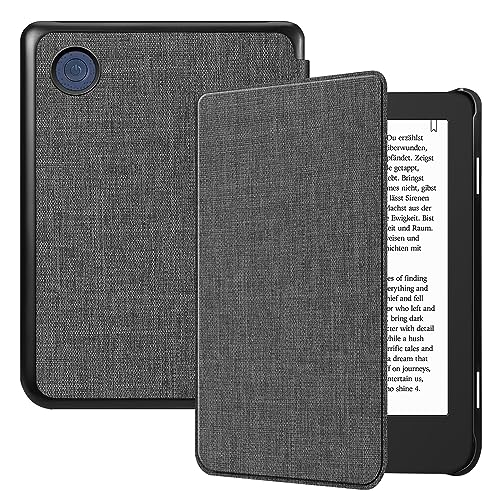 Fintie Hülle für Tolino Shine Color/Shine 5(2024)/Shine 4(2022) & Kobo Clara Colour/Clara BW(2024)/Clara 2E(2022) eReader - Ultradünn Hülle mit Auto Schlaf/Wach und Magnetverschluss, Stoff dunkelgrau