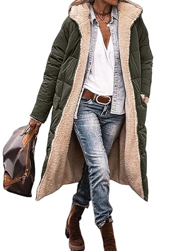 GOLYOY Wintermantel Damen Warme Winterjacke Mode Zip Parka Mantel Winddicht Lang winter mantel mit Kapuze