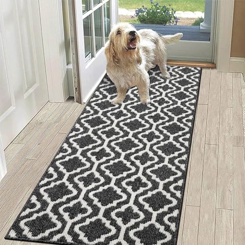 SHACOS Teppich Läufer 50x150 cm Läufer Flur rutschfest Teppichläufer Küchenteppich Waschbar Flur Läufer Teppich für Küche, Eingang, Esszimmer, Schwarz