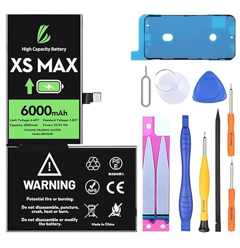 LL TRADER Akku für iPhone XS Max, 6000 mAh, Lithium-Ionen-Akku, hohe Kapazität, mit Reparaturwerkzeugen 2025