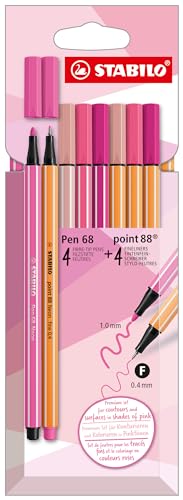 STABILO - Premium-Filzstifte & Fineliner - Pen 68 & point 88 - Shades of Pink - 8er Pack