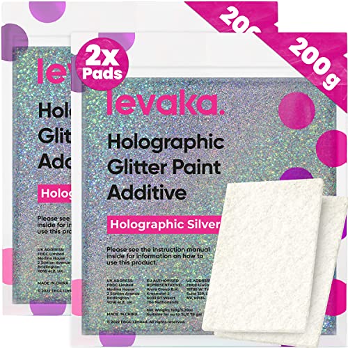 Levaka 400 Gramm Holographischer Glitzer Für Deine Glitzer Tapete – 2 Polierpads Inklusive – Deine Glitzer Wandfarbe Kompatible Mit Jeder Malerfarbe