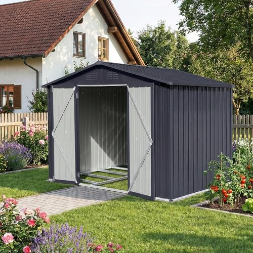 Albatros Gerätehaus XL | Anthrazit RAL 7016 | 165x86x174cm (8,5 m³) | abschließbar inkl. Schloss & Werkzeughaken | Gartenhaus aus verzinktem wetterfestem Metall | Geräteschuppen Gartenschrank