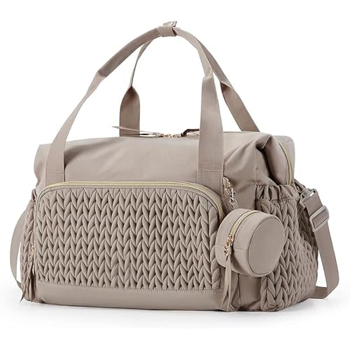 SUYUKU Wickeltasche für Windeln, Multifunktionale Wickeltasche, Große Kapazität, Schultertasche mit Schnuller-Etui für Schwangere und Babys, Wickeltasche für Reisen, Strand, braun, Large Capacity