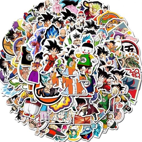 100Stück für Dragon Ball Aufkleber Laptop Wasserflaschen Telefon Gitarre Skateboard Auto Fahrrad Motorrad Cartoon Anime Vinyl Stickers Wasserdicht Tier Monster Decals für Jugendliche Kinder Erwachsene