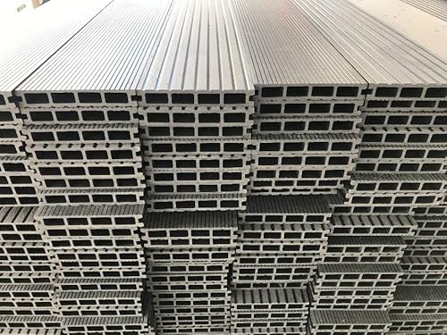 WPC Terrassendielen Komplettbausatz Hohldiele 145x22 mm 3 Stück mit 2 m Längen Antrazit 1qm NutzLänge bis 200 cm transportschäden am enden möglich durch packetdienst