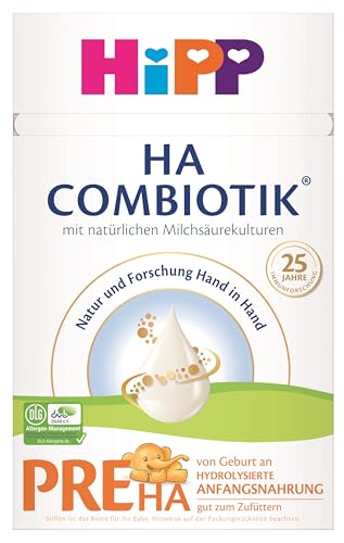 HiPP PRE HA Combiotik (4 x 600g), hydrolysierte Anfangsmilch von Geburt an, mit natürlichen Milchsäurekulturen, für sensible Immunsysteme