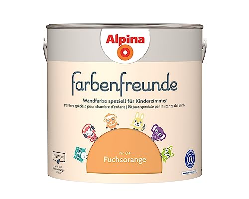 Alpina Farbenfreunde – Nr. 04 Fuchsorange – Wandfarben speziell für Kinderzimmer – frei von konservierungs- und lösemittelfrei – für ein gesundes und behagliches Raumklima – 2,5L