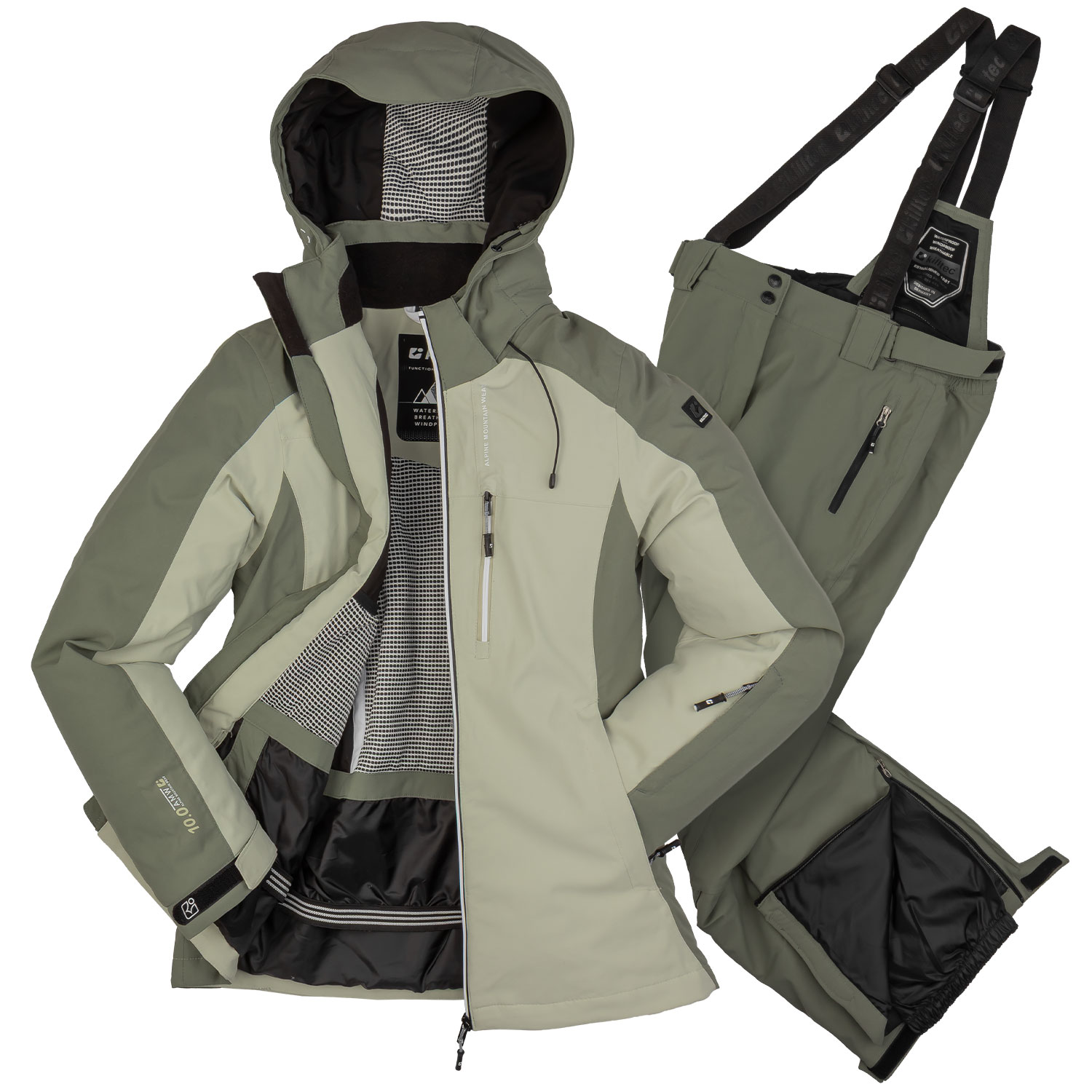 Damen Skianzug killtec salbei Olive Gruen - Gr.44-XL - 10000mm Wassersäule - Funktions Jacke + Hose