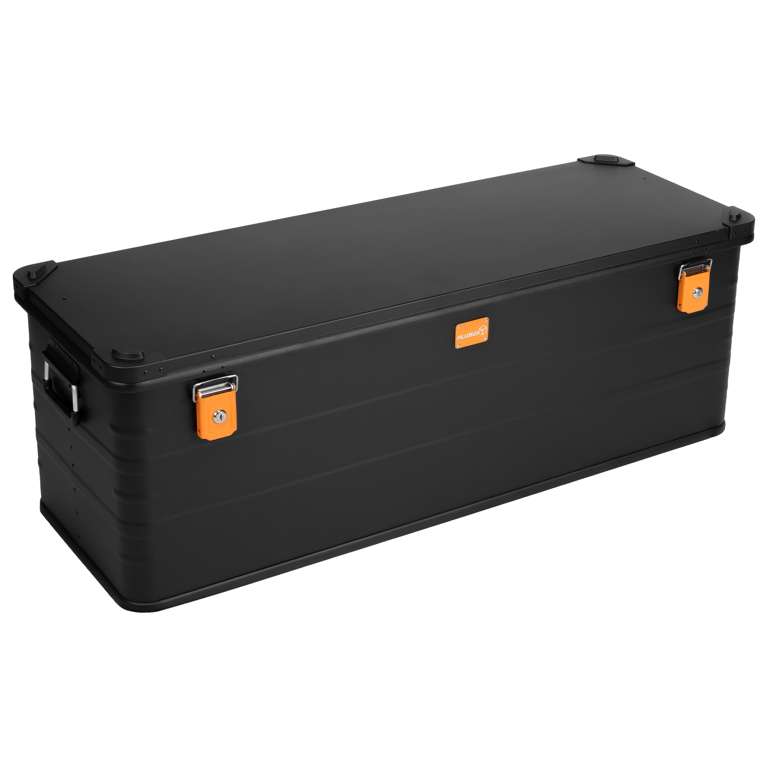 ALUBOX Lagerbox - Transport Box schwarz orange - spritzwassergeschützt abschließbar Anbaukiste