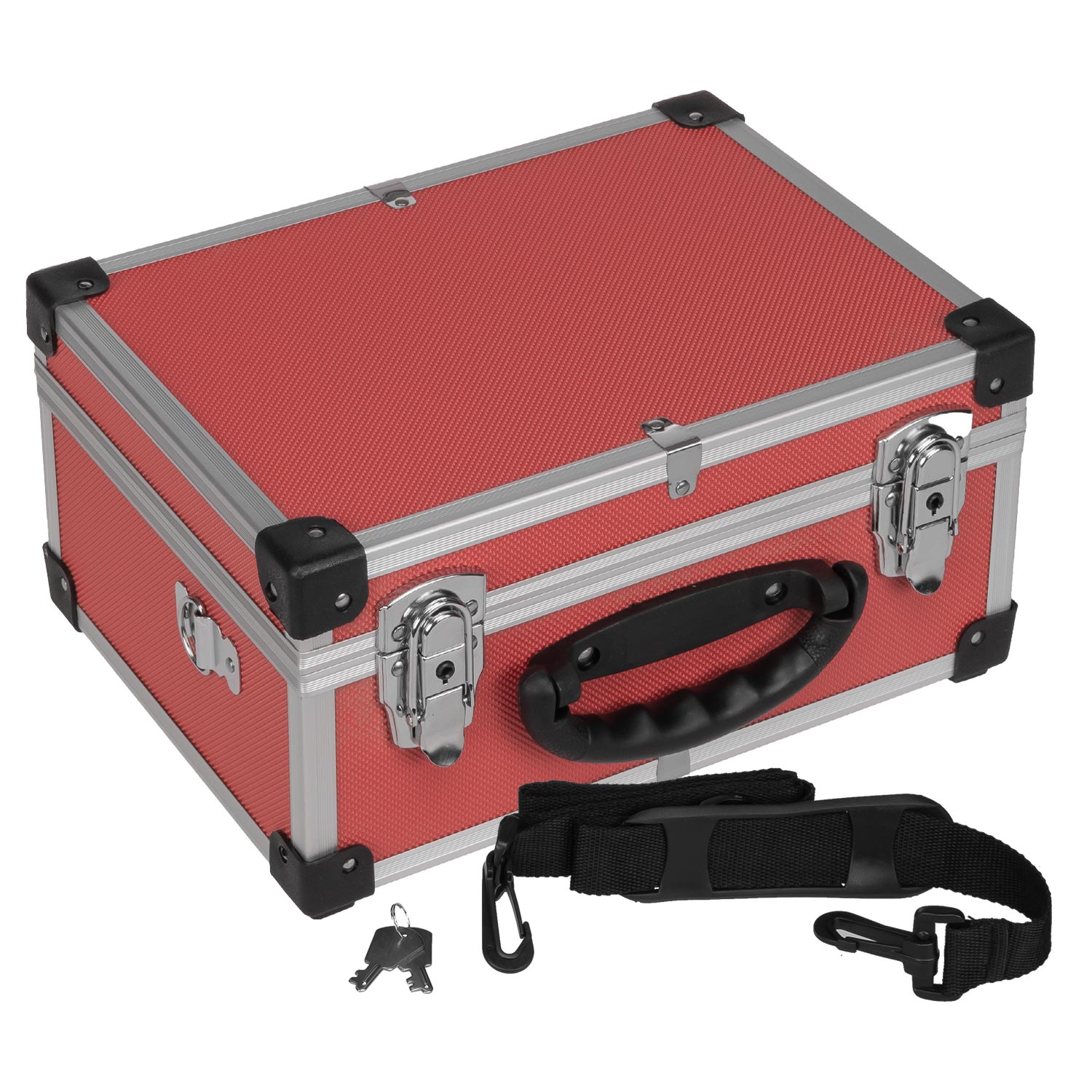 anndora Münzkoffer - Werkzeugkoffer - Medizinkoffer - rot mit Tragegurt 325 x 255 x 175 mm