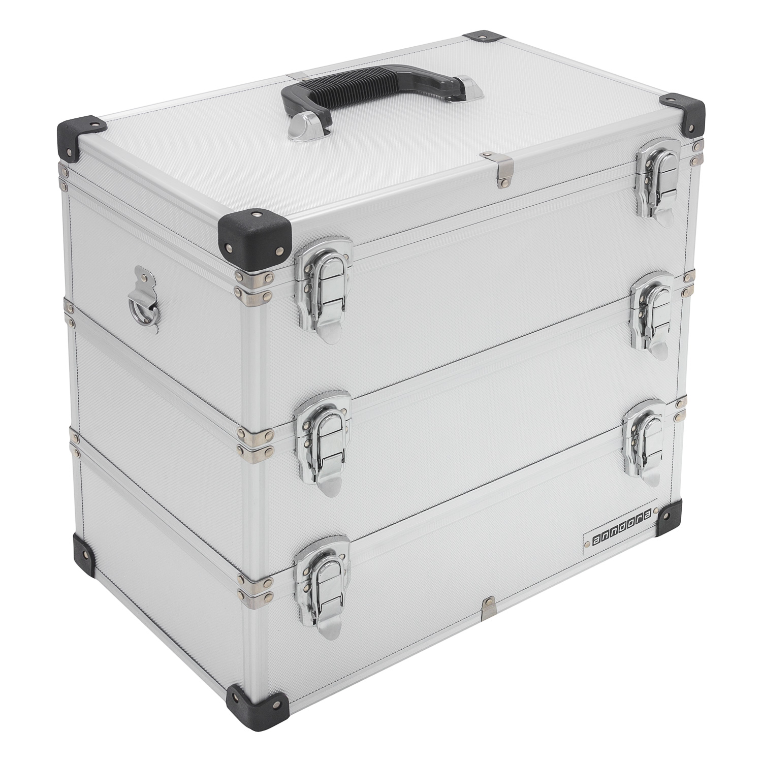 anndora Werkzeugkoffer 41 Liter Angelkoffer Etagenkoffer 3 Ebenen Silber Alu