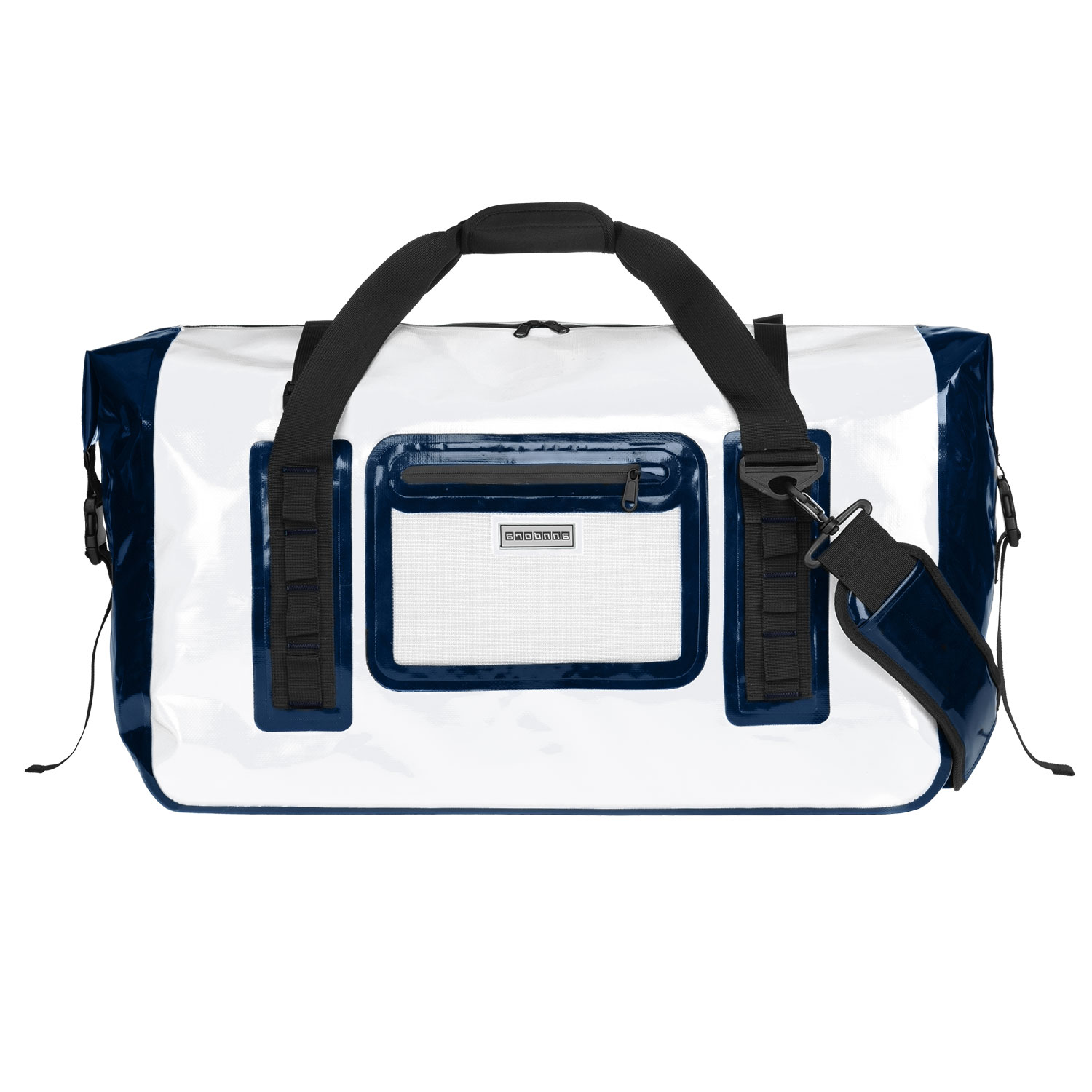 annndora wasserdichte Reisetasche XXL Bootstasche 40 x 64 x 33 cm 70 Liter - maritim weiß blau faltbar