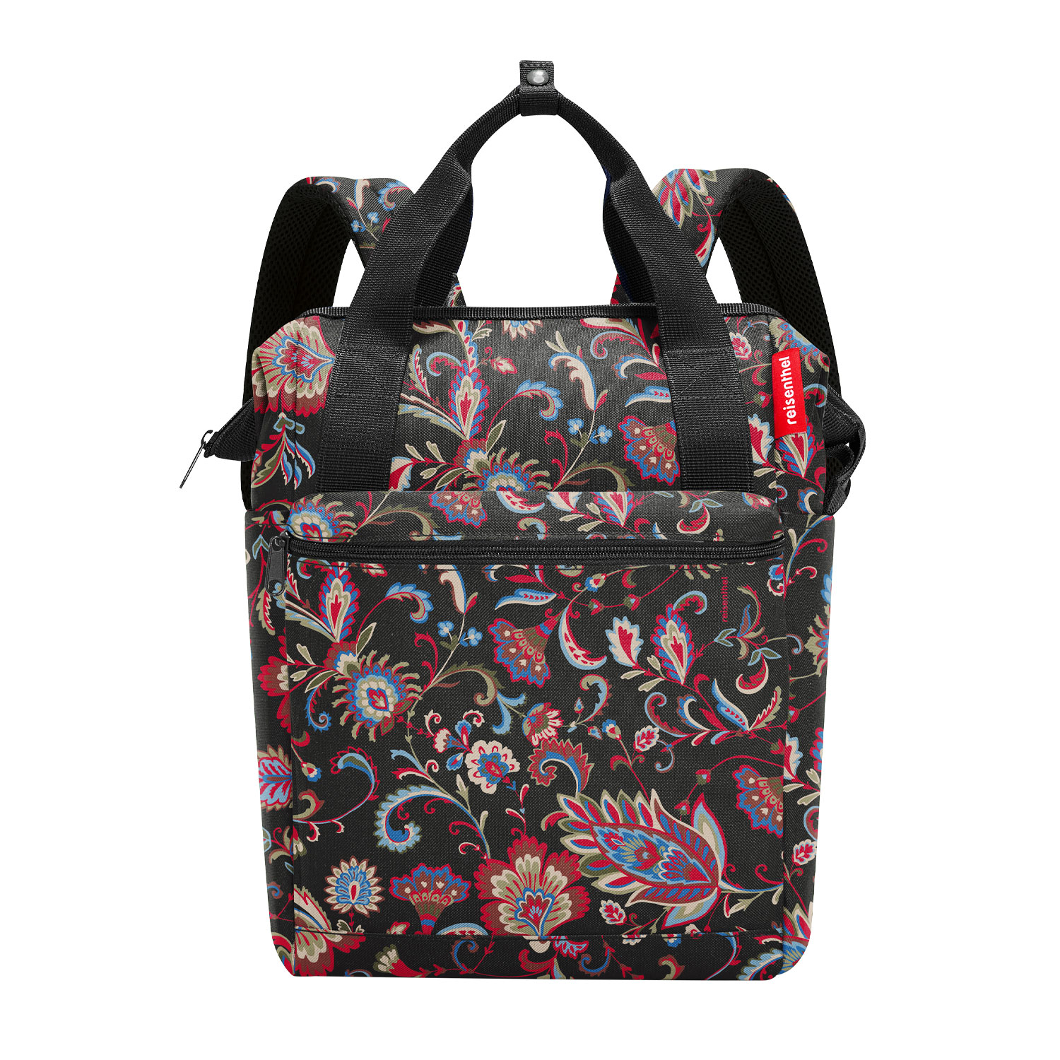Reisenthel® Rucksack ALLROUNDER R PAISLEY BLACK schwarze Rucksacktasche mit bunten Blumen