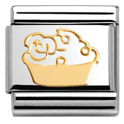 Nomination Classic - Composable Classic Madame et Monsieur - 18k Gold, Edelstahl - Muffin mit Blumen - 030162/03