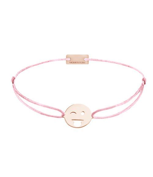 Momentoss Filo Armband - Textil - Dunkelrosa - rosé vergoldet - Emoji One - zwinkern - 21201422