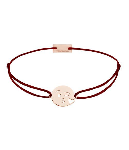 Momentoss Filo Armband - Textil - Braun - rosé vergoldet - Emoji One - Kuss - 21201623