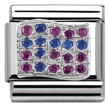 Nomination Classic - Composable Classic Flaggen - Silber, Zirkonia - Norwegen - 330318/15