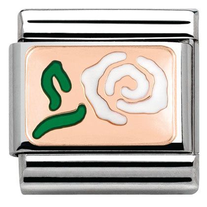 Nomination Anhänger - Composable Classic - 9k Rosegold, Emaille - Rose Grün Weiss - 430201/09