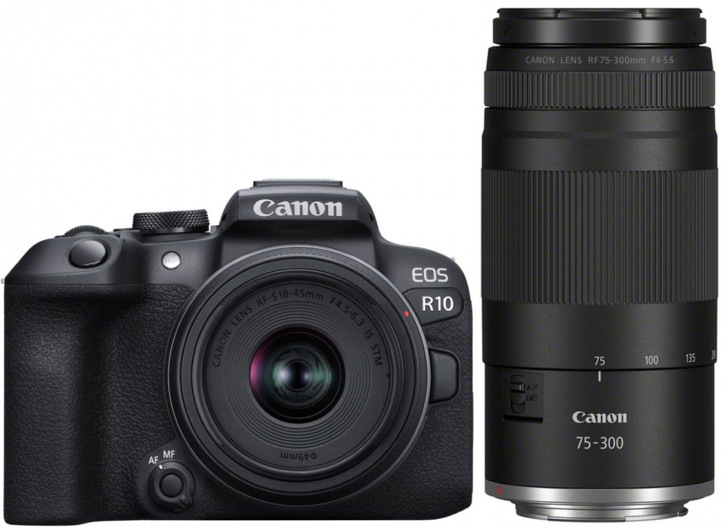 Canon EOS R10 + RF-S 18-45mm f4,5-6,3 IS STM + RF 75-300mm f4-5,6