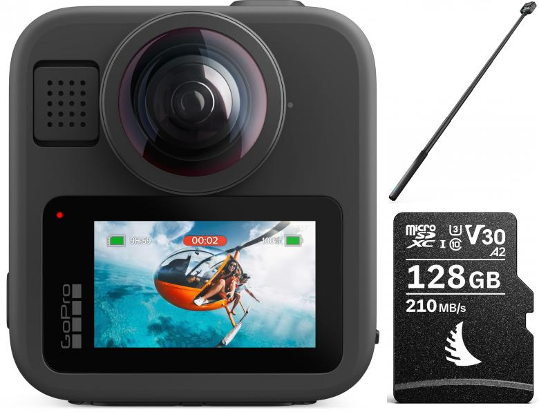GoPro MAX2 + 1,2m Extension Pole + Angelbird V30 MK2 128GB 210MB/s