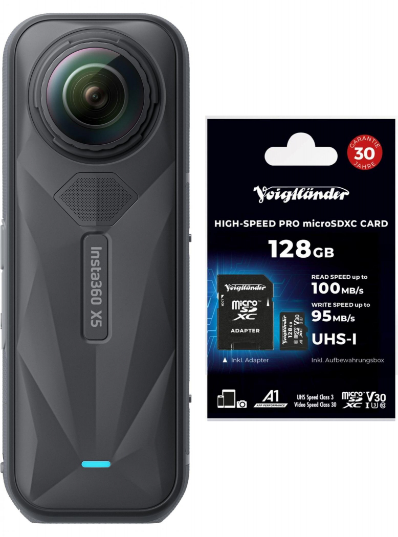 INSTA360 X5 Standard Bundle + Voigtländer 128GB Micro-SD Karte