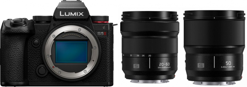 Panasonic DC-S5 II + S 20-60mm f3,5-5,6 + S 50mm f1,8 - abzgl. 100,00€ Lumix Cashback Aktion -100,00€ Lumix Mikrofon-Kombi Rabatt möglich 1.999,00 Effektivpreis