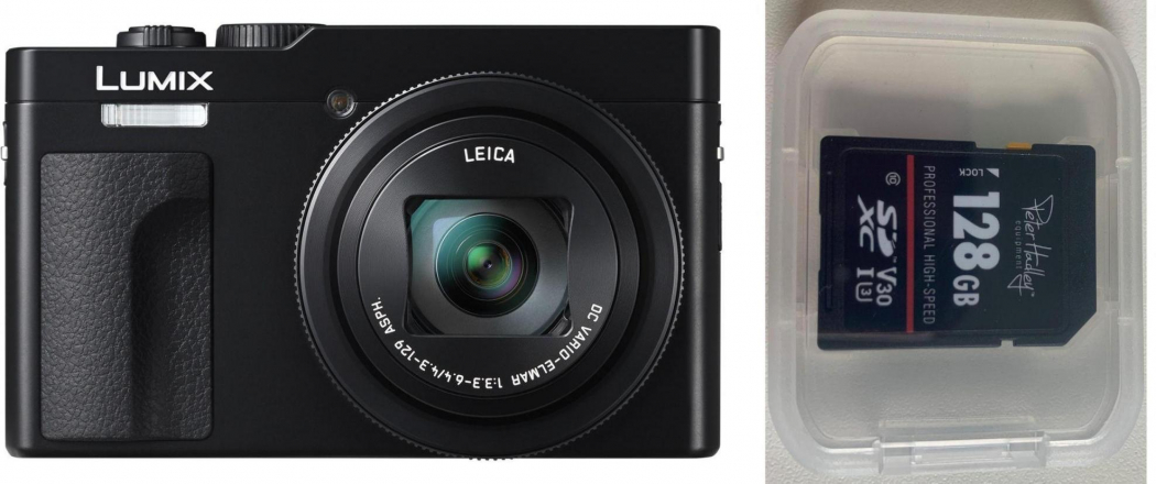 Panasonic Lumix DC-TZ99 schwarz + Peter Hadley 128GB UHS-I SDXC-Karte