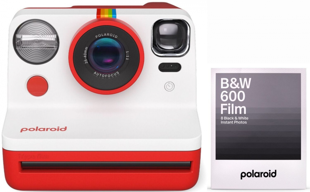 Polaroid Now Gen2 Kamera Rot + 600 B&W Film 8x