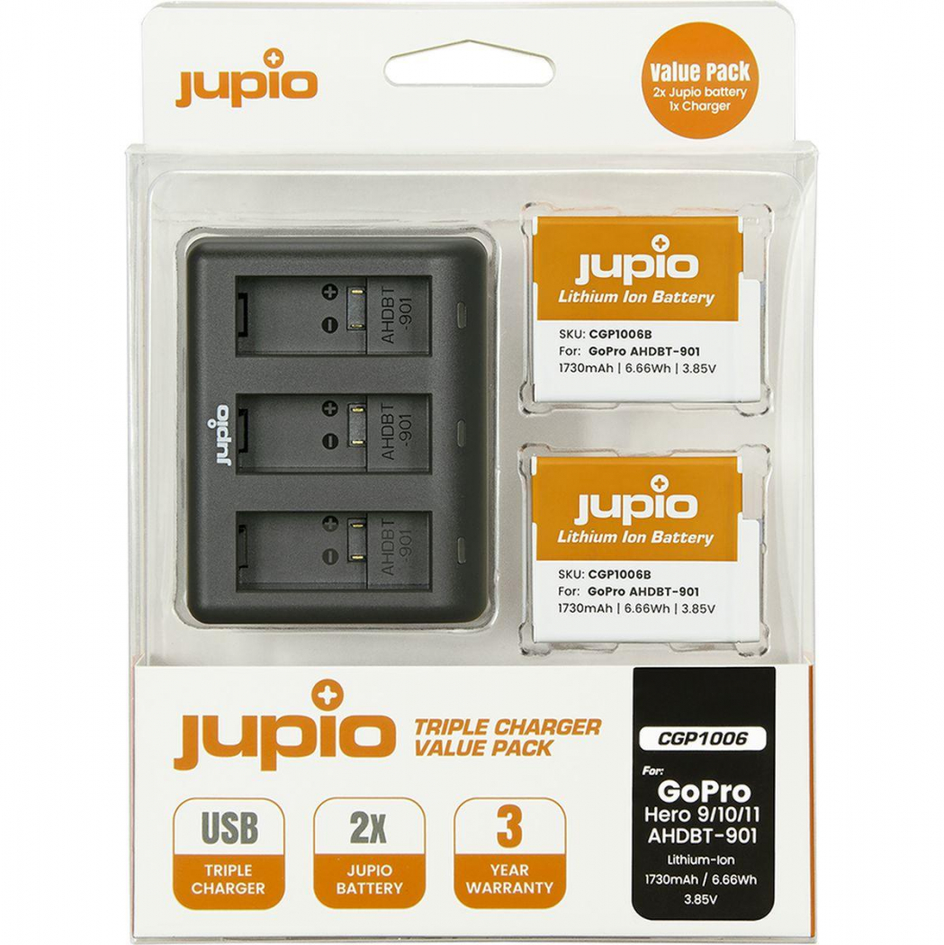 Jupio Value Pack 2x Enduro HERO 9/10/11/12 1730mAh