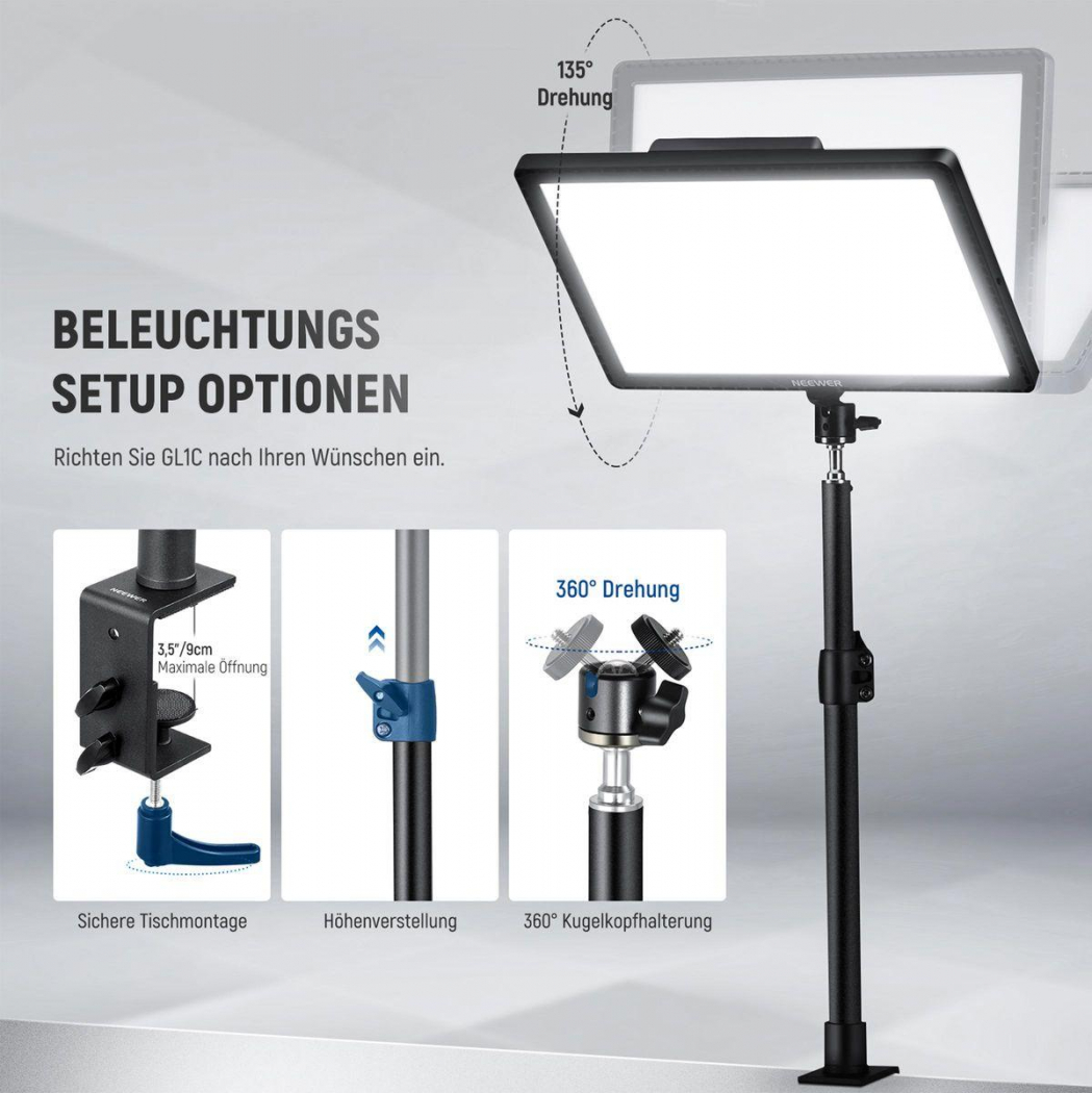 NEEWER GL1C RGB LED Flächenleuchte für Streamer/Gamer
