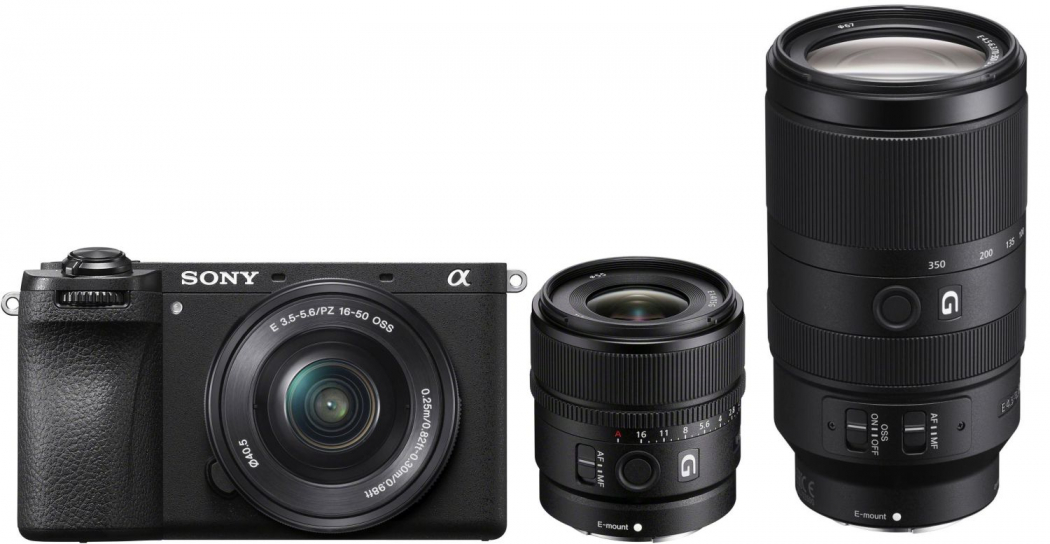 Sony Alpha ILCE-6700 + 16-50mm + 15mm f1,4 G + 70-350mm f4,5-6,3 G OSS - abzgl. 50,00€ Wildlife Objektiv-Rabatt - abzgl. 100,00€ Winter Cashback - abzgl. 100,00€ Welcome to Alpha-Bonus