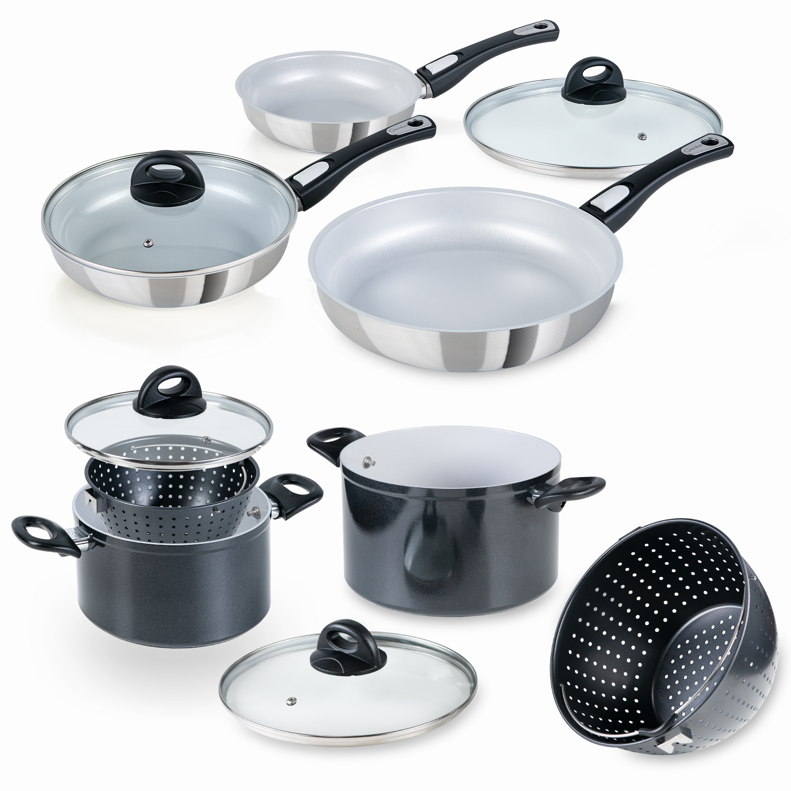 Cerafit Steel Pfannen | inkl. Cerafit Magic Pot (Deluxe-Set 11-tlg.)