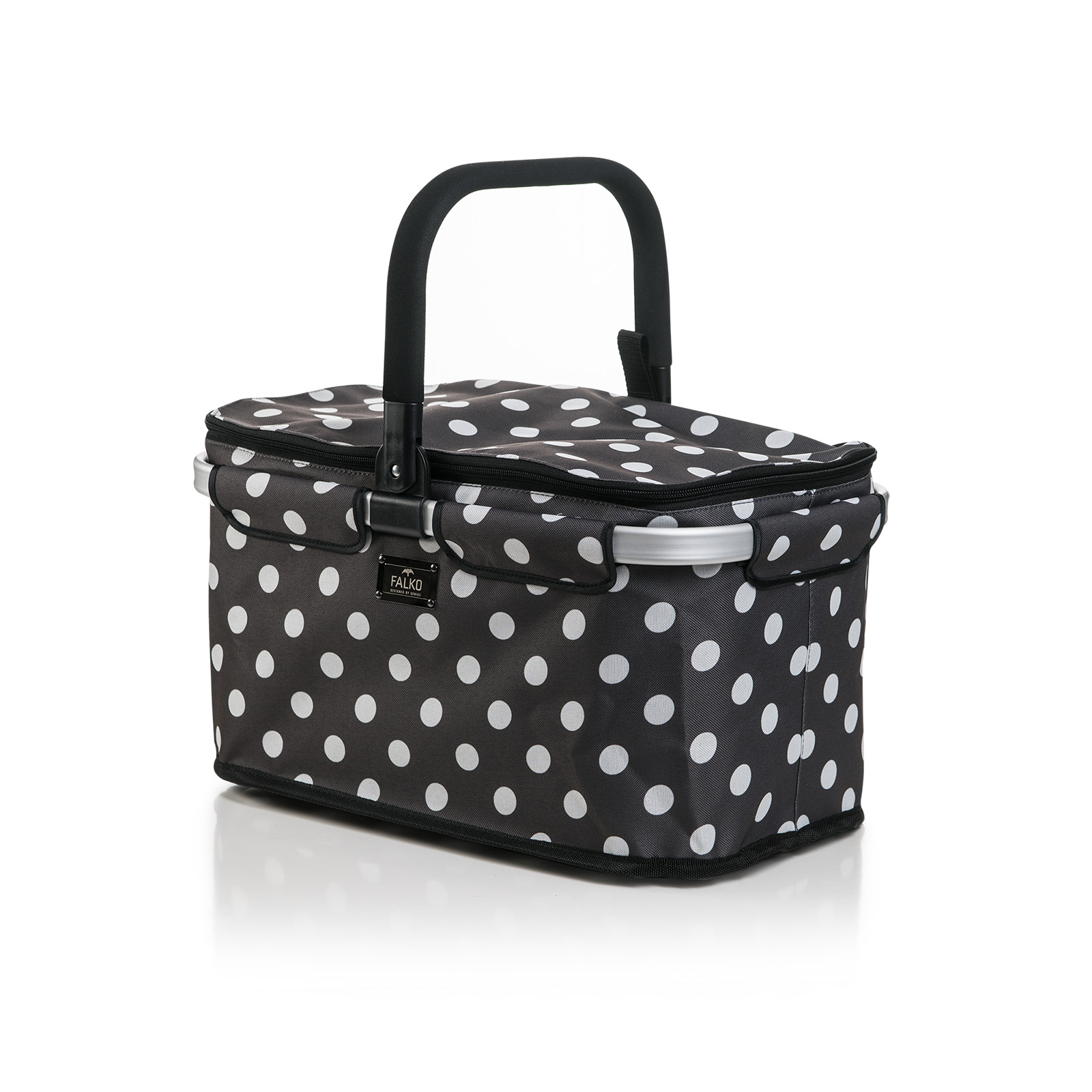 Einkaufskorb Falko | grau mit weißen Punkten