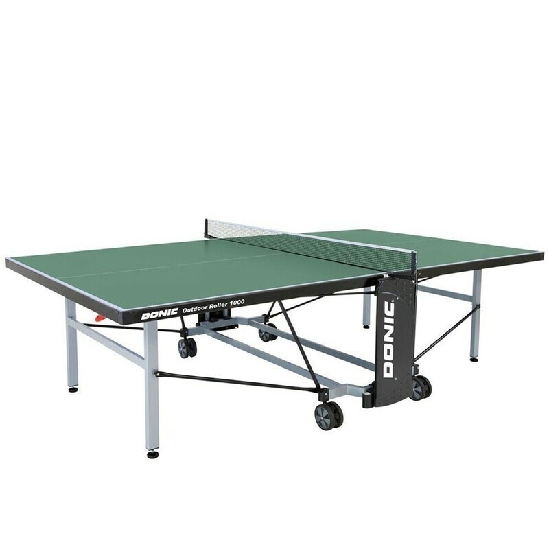 Wetterfeste Outdoor-Tischtennisplatte mit Rollen und Netz Donic 1000