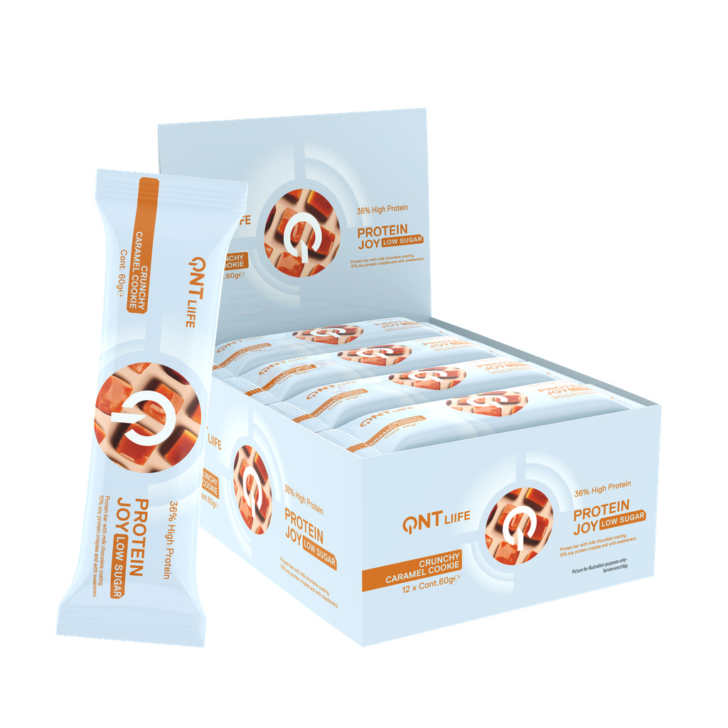 Karamell-Protein-Nahrung QNT Protein Joy 36% Low Sugar Crunchy Caramel Cookie Dough