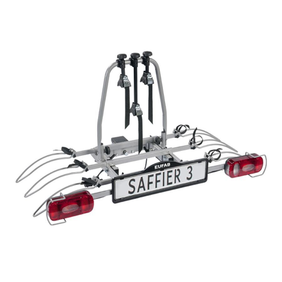 Fahrradträger auf Anhängerkupplung neigbare Plattform 3 Velos Eufab Saffier