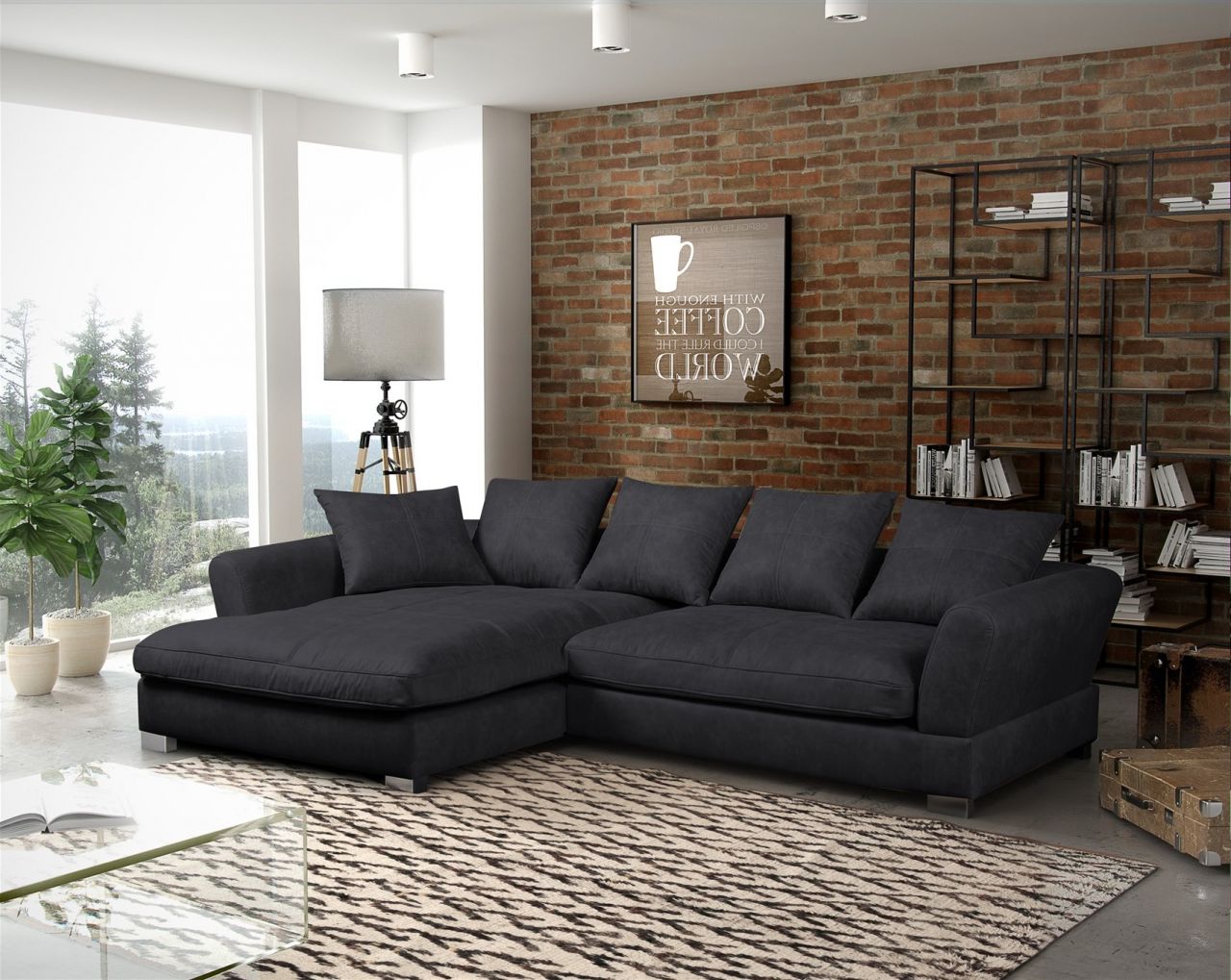 Couchgarnitur TIZIAN L-Form in Wildlederoptik-Anthrazit/ Otto.. Links