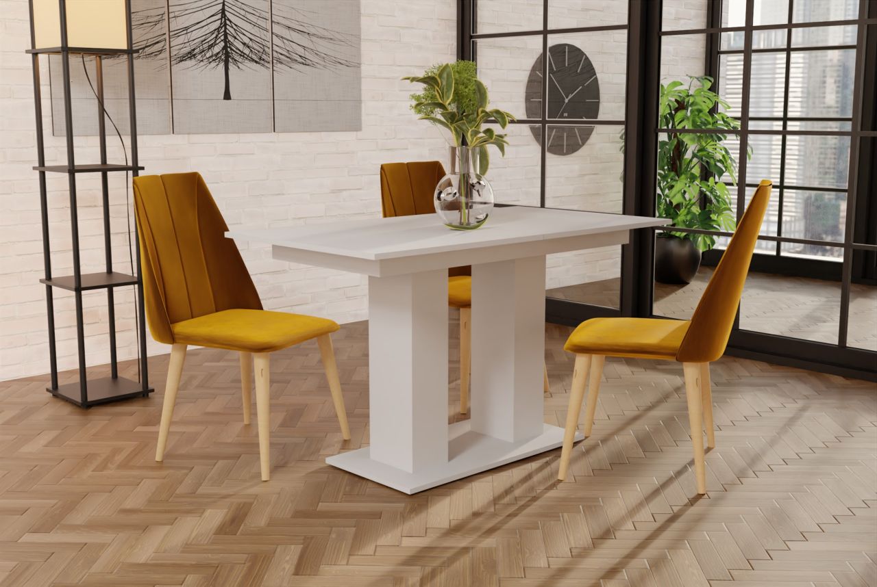 Esstisch Auszugstisch DANTE 130-170x80 cm in Weiss Matt